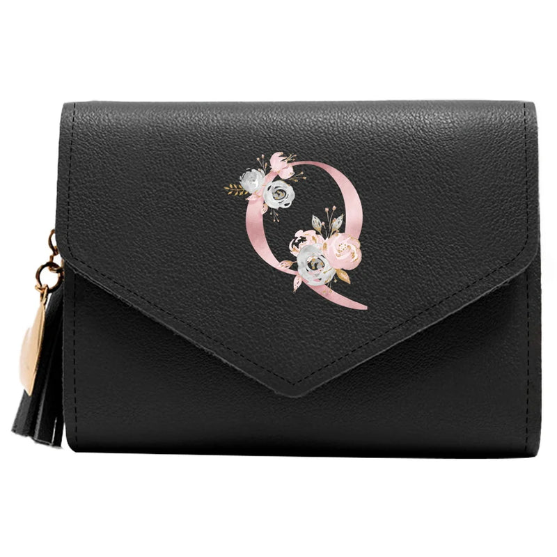 Purse Female Mini Wallet Cute Purse Pink Flower Pattern Slim Wallet RFID Blocking Credit Card Holder Coin Pocket ID Window