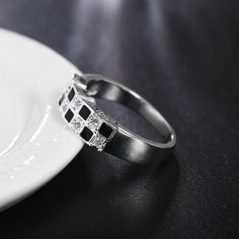 Charm 925 Sterling Silver Zircon Black 7-10