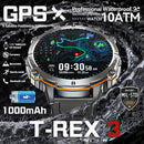 T-rex 3 grau militar 1000mah bateria relógio inteligente 10atm à prova dwaterproof água gps bússola altímetro chamada amoled masculino nadar esportes smartwatch