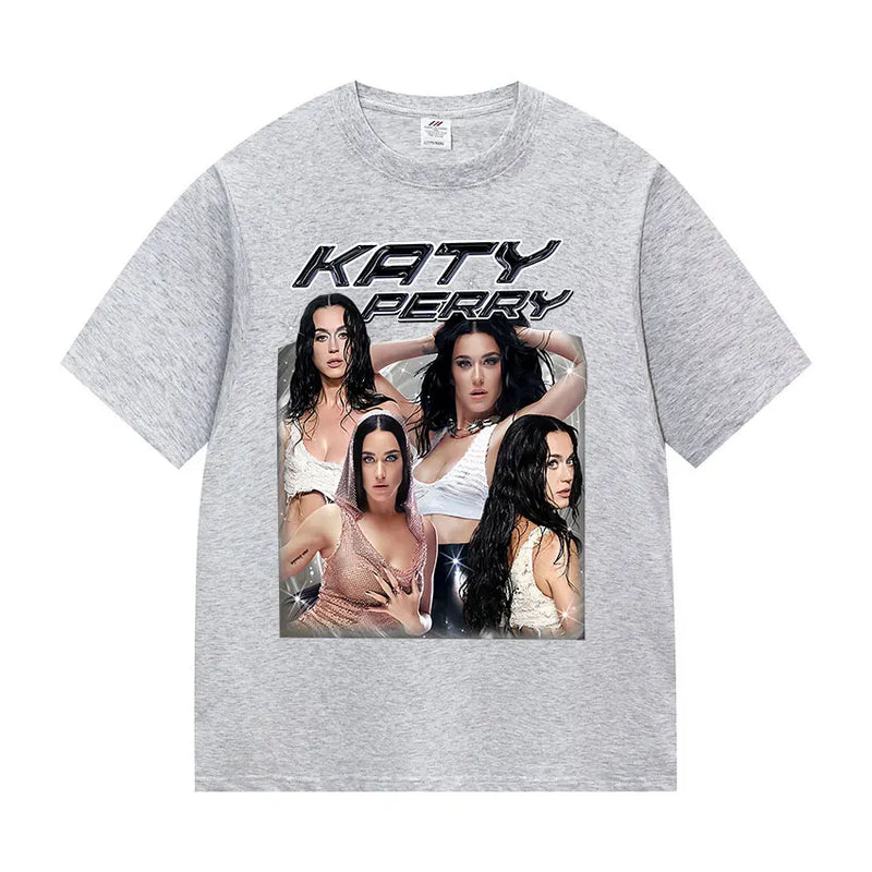 Singer Katy Perry The Lifetimes Tour 2025 Graphic T-Shirt Men Women's Fashion Harajuku T-Shirts Vintage Oversized Cotton T Shirt