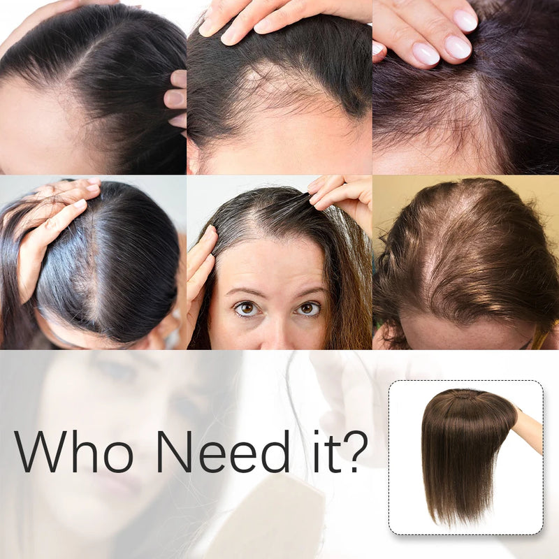 Topper de cabelo humano cinza para mulheres 100% grampo de cabelo humano em postiços natural preto loiro marrom grampo de cabelo em topper cabelo