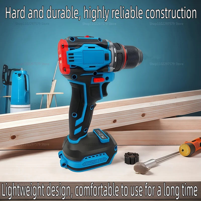 Furadeira elétrica sem fio e chave de fenda, ferramenta elétrica de impacto de 2 velocidades para casa, faça você mesmo e profissional com uso sem bateria 21v