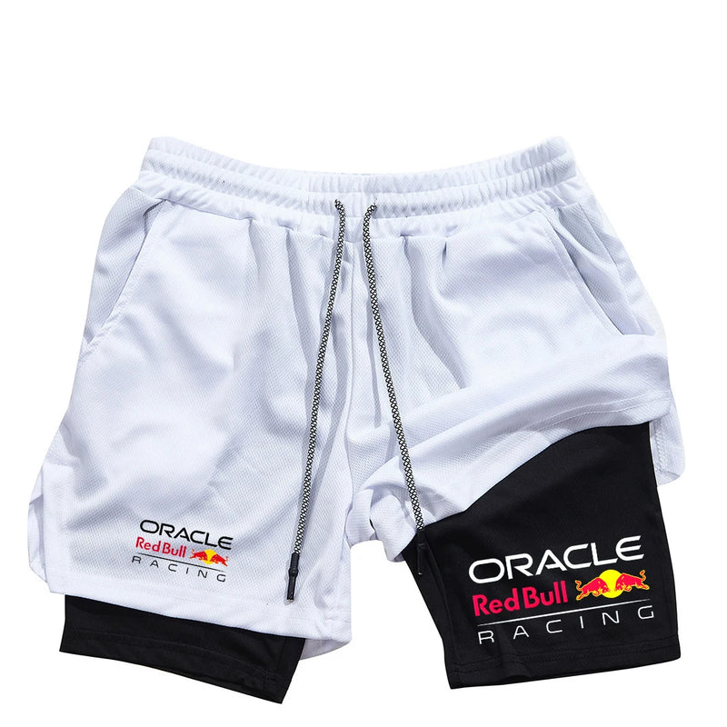 Red Bull 2-in-1 men's sports shorts, casual, quick-drying, double-layer breathable, perfect for summer running and fitness