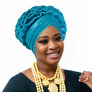 Moda feminina elástico plissado turbante africano boné senhora cabeça envolve nigeria casamento auto gele headtie festa chapelaria chapéu