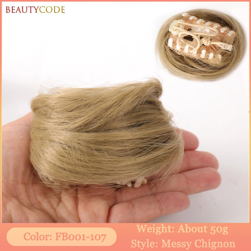 BEAUTYCODE Synthetic Clip-on Hair Bun Elastic Band Hair Messy Chignon Extension Scrunchie Hairpiece For Women and Kids