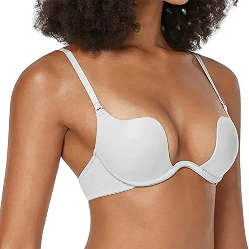 Sexy Backless Lingerie Invisible Deep U Bra Women Seamless Backless Outfit Underwear Low Collar Brassiere Open Back Push Up Bras