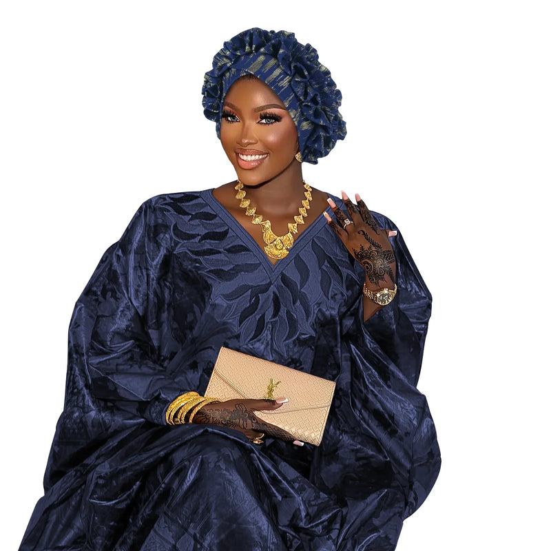 Africano babados cabeça envolve gorro ouro carimbo tecido turbante boné para mulheres nigeria festa de casamento headtie