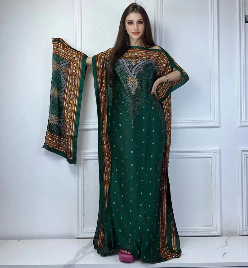 Winyi africano muçulmano senhora verão boho moda impresso kaftan vestido de férias solto streetwear abaya com cinto vestido de praia