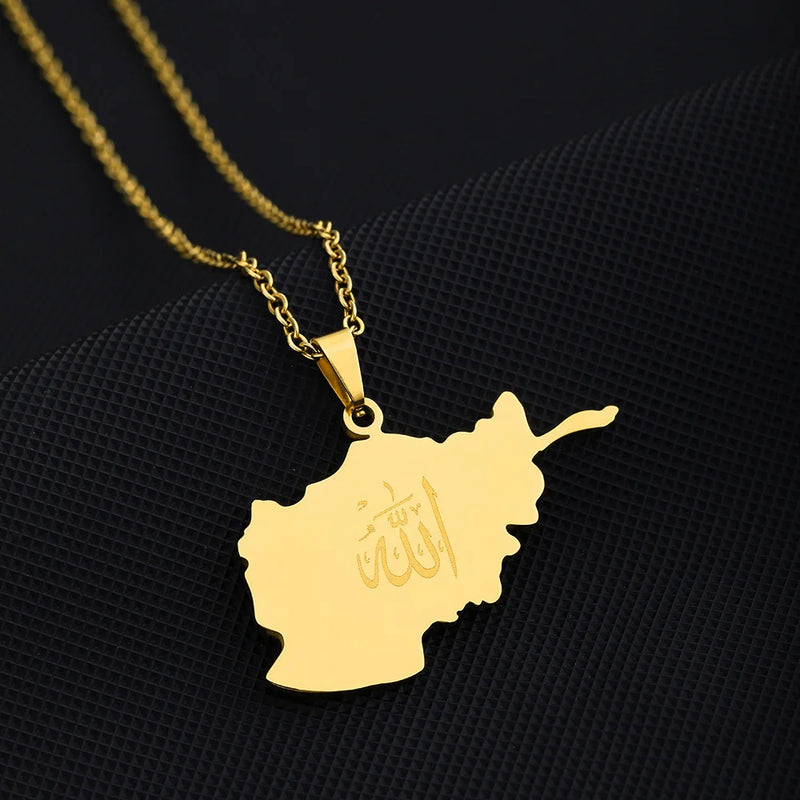 stainless steel Afghanistan map necklace couple style ethnic style popular personality dripping titanium steel