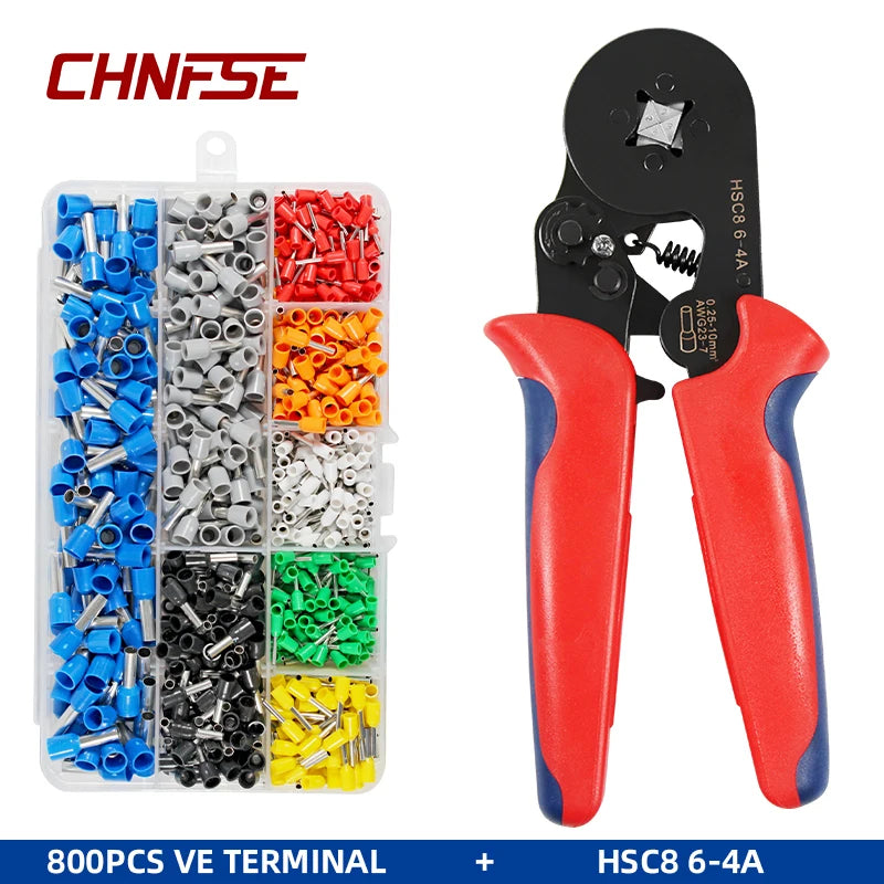Ferramentas de crimpagem terminais tubulares, mini-Alicadores elétricos, conjuntos de braçadeiras, HSC8, 6-4, 6-6, 0,25-10 mm², 23-7AWG, 6-6, 0,25-6 mm²