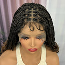 Ombre sintético frente do laço quadrado knotless caixa trançada peruca com extremidades onduladas peruca de tranças frontais do laço com cabelo do bebê para preto