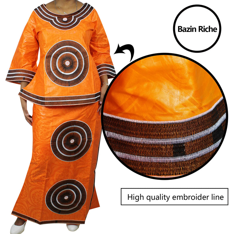 Vestidos africanos para mulheres, top de manga 3/4 com envoltório e cachecol, 3 peças, um conjunto de 2 tamanhos menor do que nos tamanhos