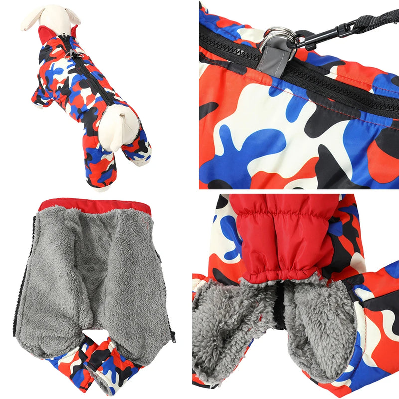 Winter Fleece Dog Jumpsuit Warm Overalls For Small Medium Dogs Jacket Waterproof Pet Clothes Puppy Coat With D-ring Chihuahua