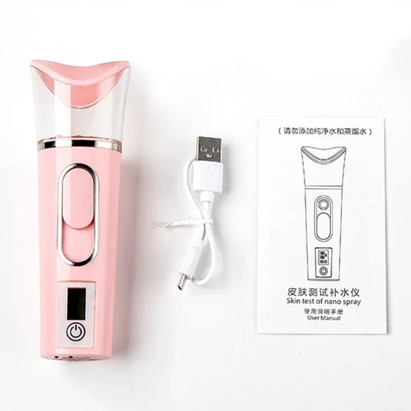 Pulverizador de névoa portátil nano instrumento beleza mini umidificador hidratante cuidados com a pele display led portátil novo rosto vapor nebulizador