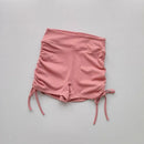 Shorts de fitness de yoga feminino de cintura alta sexy cordão amarrado calças quentes esportivas de três partes para fitness e exercício