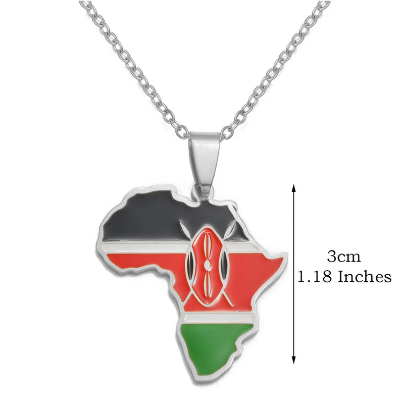 Anniyo 3CM Hip-hop Africa Map Pendant Necklaces Stainless Steel Algeria Morocco Egypt Tunisia Libay Jewelry