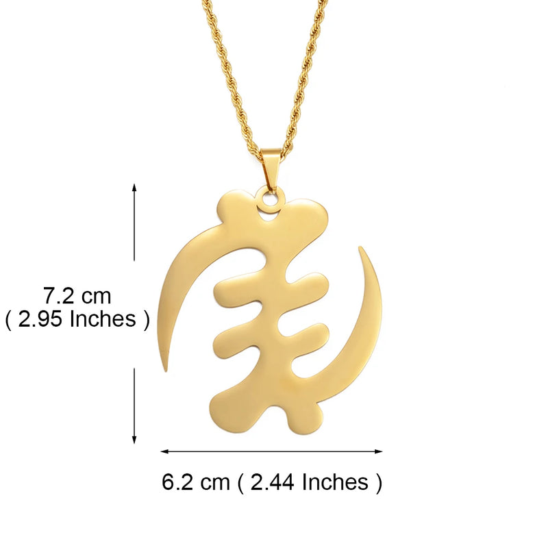 Anniyo 7.2cm Africa Symbol Pendant Necklaces Women Men Stainless Steel Adinkra Gye Nyame Ancient Egypt Jewelry Ghanaian @362921