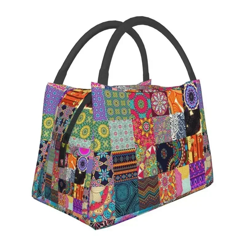 African Ethnic Tribal Pattern Insulated Lunch Bags for Women Africa Ankara Print Cooler Thermal Bento Box Office Picnic Travel