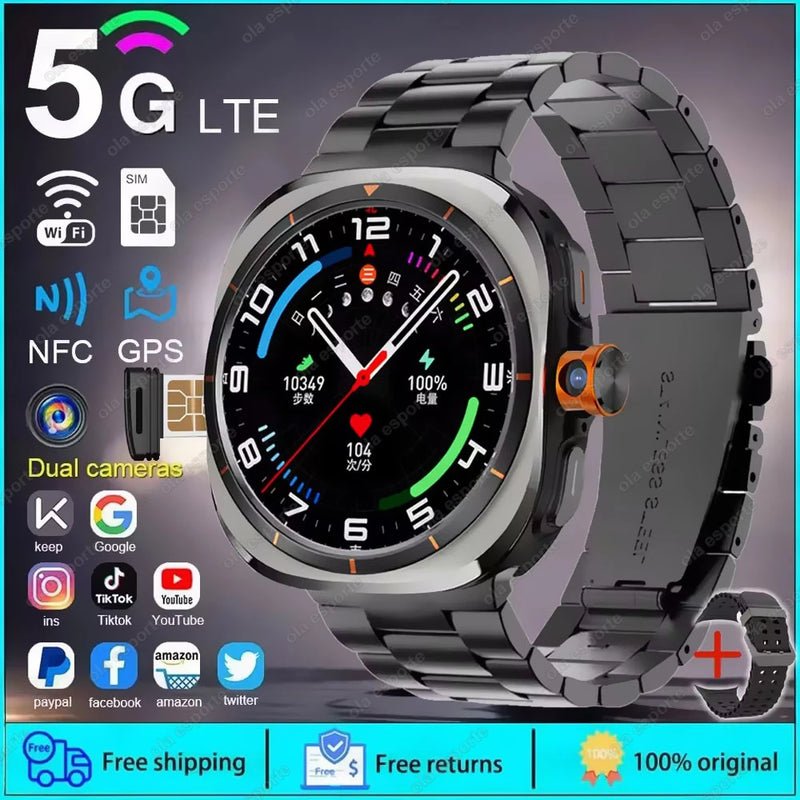 2025 novo relógio inteligente 4g/5g sim completo netcom wifi nfc gps 32gb relógios para homem 32gb de armazenamento câmera hd smartwatch para ios/android