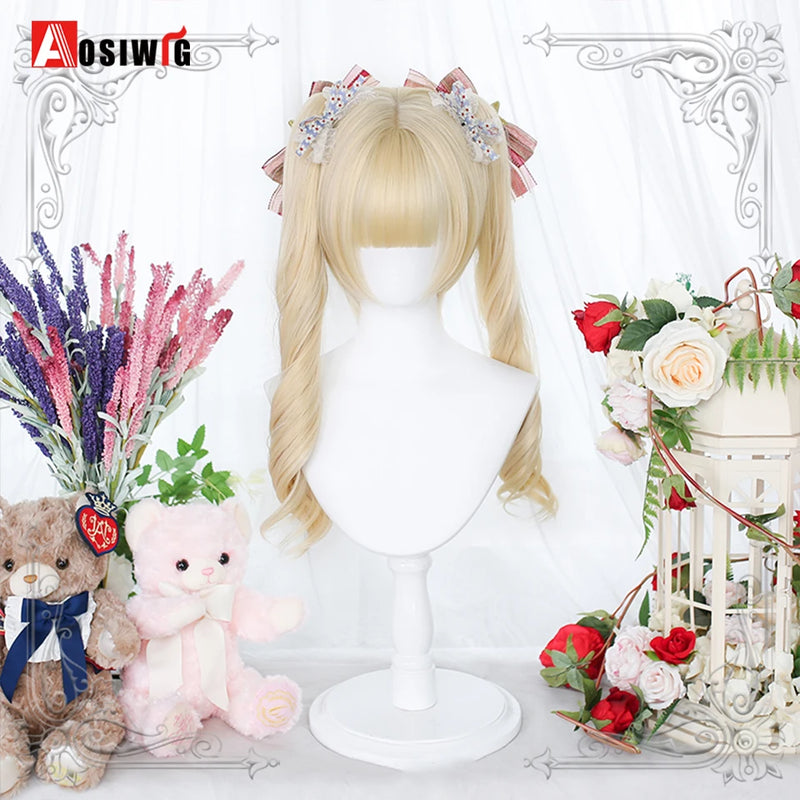 33Inch Synthetic Big wave long curly hair Milk Tea Green Lolita Wigs For Women Cosplay Wig With Bangs Halloween Daily Cosplay Us