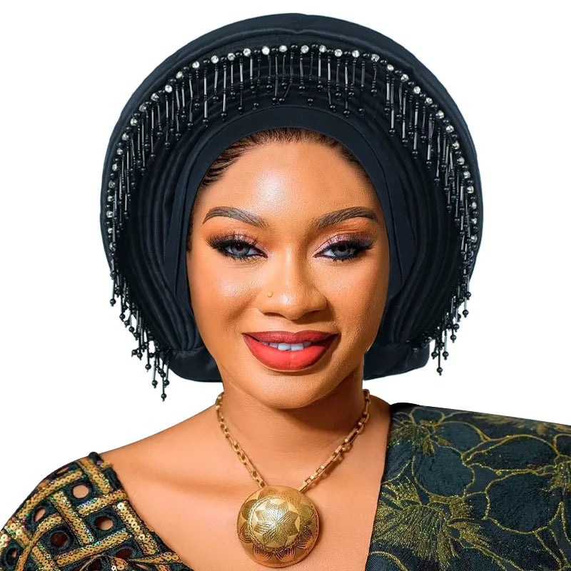 Already Made African Headtie Women's Turban Cap Female Head Wraps Nigeria Wedding Auto Geles Party Headwear Hat African Headtie