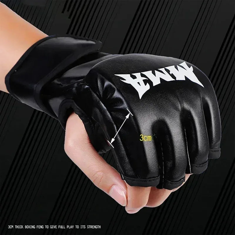 1 Pair Of  Taekwondo Muay Thai Gloves Pu Boxing Gloves Half Finger Sandbag Professional Boxing Training Equipment