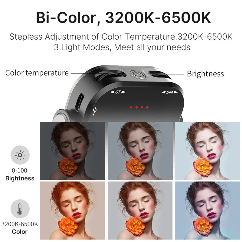 Ulanzi VL66 dimmable LED light with 360 ° rotating bracket, rechargeable, suitable for SLR/mobile phone