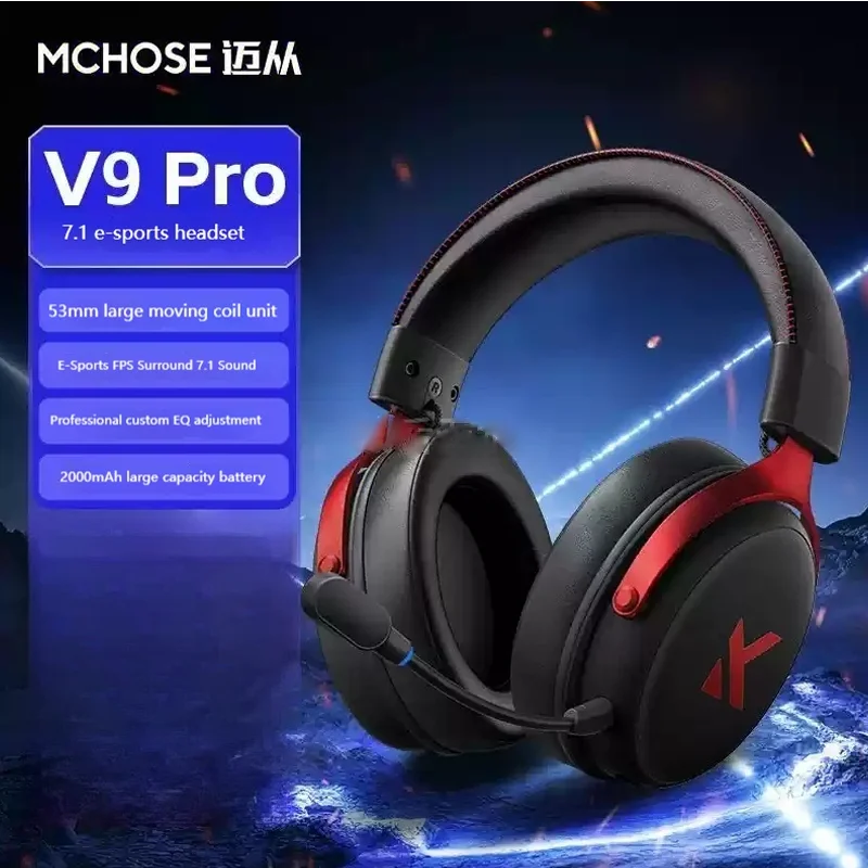 MCHOSE V9 pro E-Sports Headset com microfone Tri-Mode Gaming USB sem fio 7.1 canais Som surround Fones de ouvido de áudio portáteis