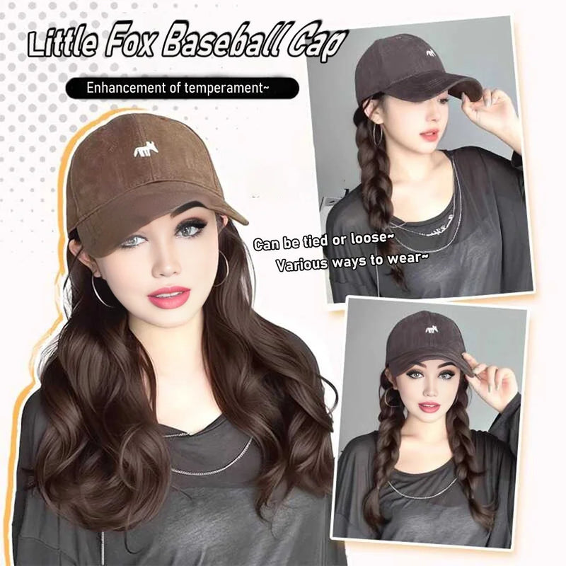 synthetic 30/40cm45cm wig baseball cap long straight hair wig duck tongue cap bobble head curly hair ponytail bob Christmas gift