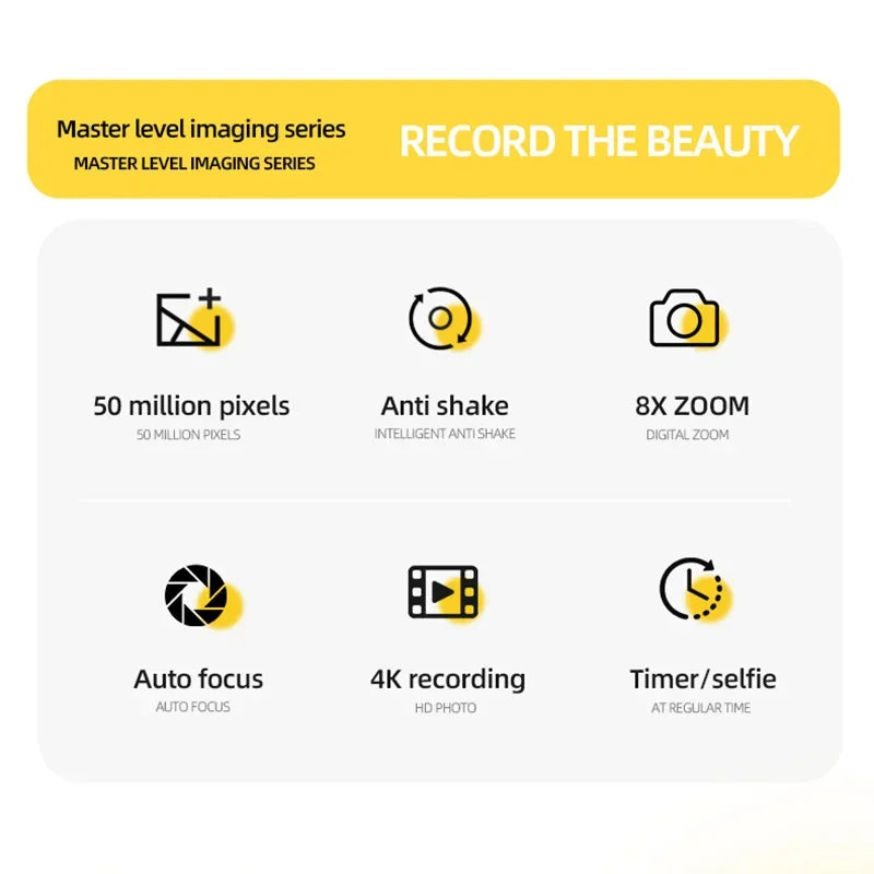 Câmera digital 4k 5000w pixel retrô ccd cartão portátil câmera de nível de entrada câmera dupla flash 50 milhões de pixels foco automático