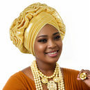 Moda feminina elástico plissado turbante africano boné senhora cabeça envolve nigeria casamento auto gele headtie festa chapelaria chapéu