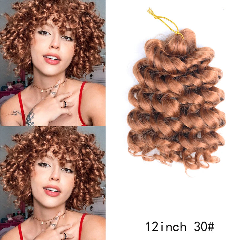 12Inch Water Wavy Synthetic Crochet Hair Ombre Hawaii Afro Curls Braiding Hair Extensions For Women Ocean Wave Hair