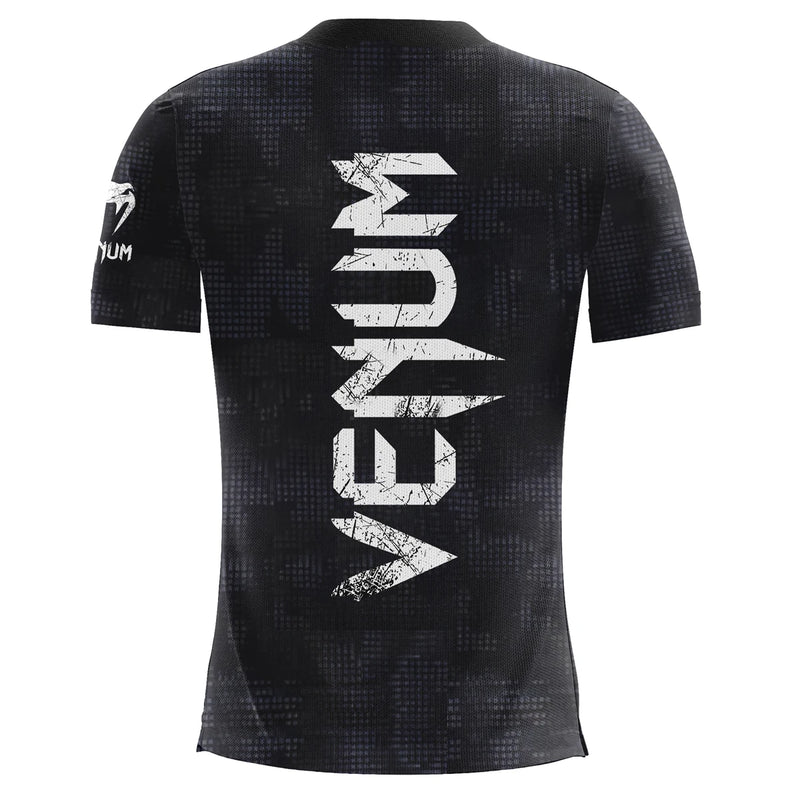 Camiseta masculina moderna UFC preta e branca verão casual gola redonda manga curta estampa 3D top para boxe treinamento fitness