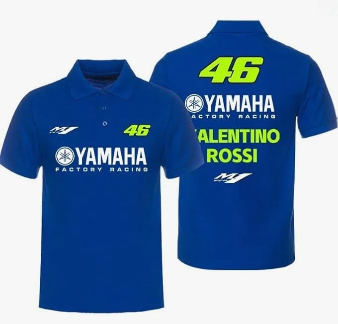 Petronas Yamaha Factory Racing Men's Black Cotton Polo Shirt Sepang Racing Team Summer Sponsor Style