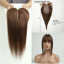 Toppers de cabelo loiro ombre para mulheres 100% remy cabelo humano topper com base de seda bang clipe em topper extensão de cabelo com cabelo fino