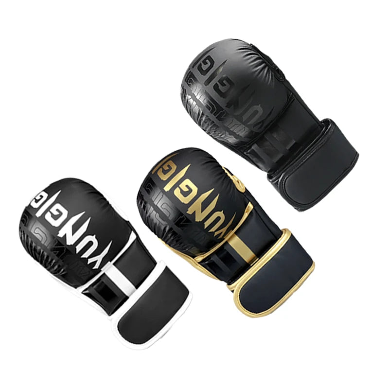 MMA Half Finger Boxing Gloves Professional Training Wrist Guard Martial Arts Sanda Sparring PU Leather Open-fingered Gloves Men