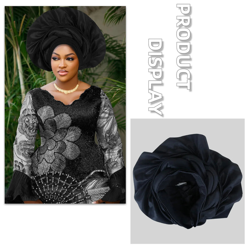 African Female Turban Cap Women Autogele Headtie Nigeria Fan Geles Wedding Party Head Wraps Headwear Bonnet Hijab Hat Headscarf