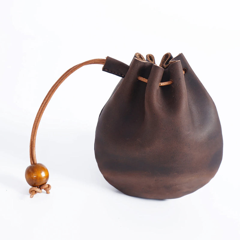 Medieval Steampunk Leather Drawstring Coin Bag Nordic Viking Pirate Purse Jewel Pouch Renaissance Accessory for Women Men