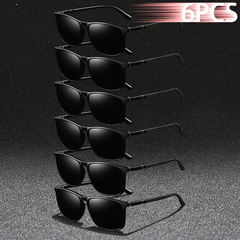 6 pçs moda quadrado uv400 óculos de sol das mulheres dos homens condução pesca caminhadas colorido na moda leve ao ar livre óculos