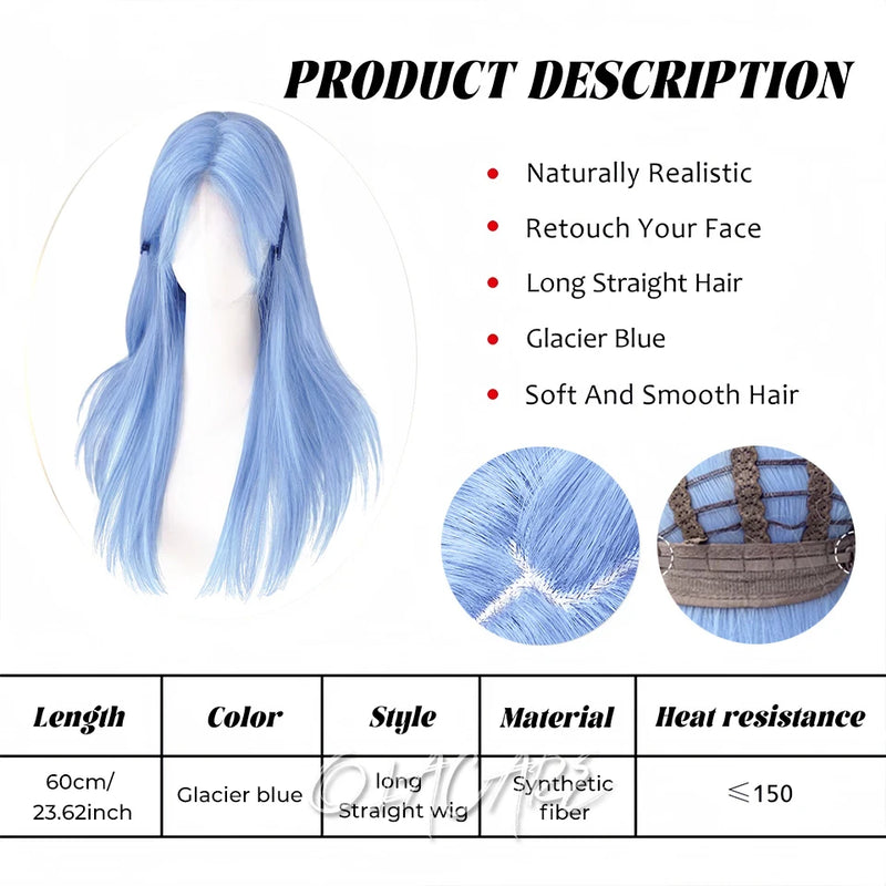 OLACARE  Synthetic Long Straight Lolita Wig with Bang Black Red Two-Tone Cosplay Party Halloween Christmas Wavy Curly Wig