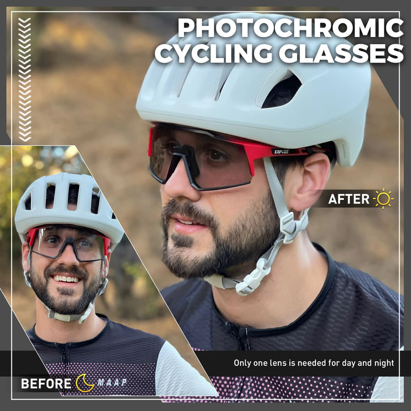 Kapvoe fotocromático condução bicicleta esportes ciclismo óculos de sol correndo ao ar livre das mulheres dos homens ciclismo mtb uv400 óculos
