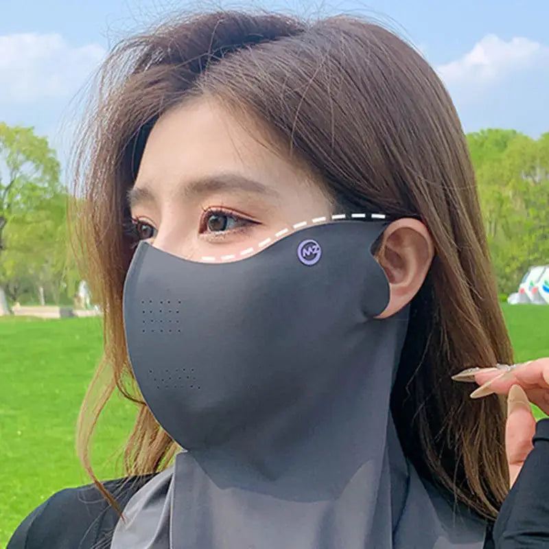 Women Summer UV Protection Neck Scarf Ice Silk Face Mask Cover Outdoor Wrap Cover Sports Cycling Sun Proof Sunscreen Dustproof