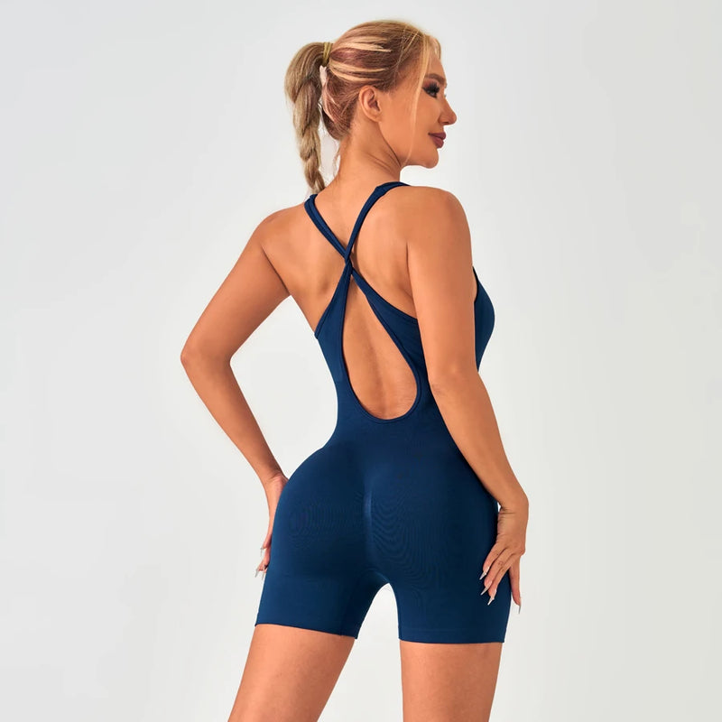 Bodysuit de verão roupas esportivas mulher ginásio sexy bodysuit para festa de fitness shorts macacões feminino yoga combi-calças macacão