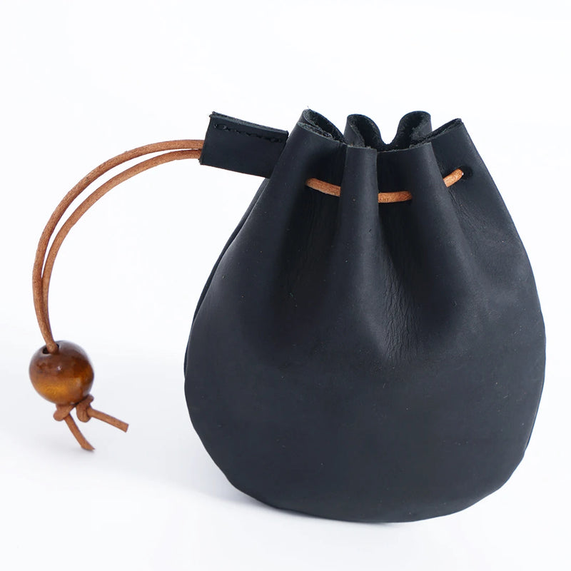 Medieval Steampunk Leather Drawstring Coin Bag Nordic Viking Pirate Purse Jewel Pouch Renaissance Accessory for Women Men