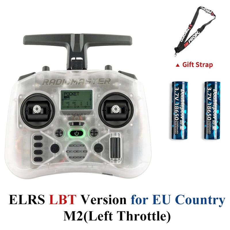 Radiomaster Pocket EdgeTX 2.4G Radio Controller FCC LBT (Mode2 Left-handed Throttle ) CC2500 / ELRS Hall Gimbal Transmitter