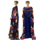 Mãe africana elegante chiffon impresso vestido longo robe grande balanço decoração diamante de luxo com estiramento interno saia interna
