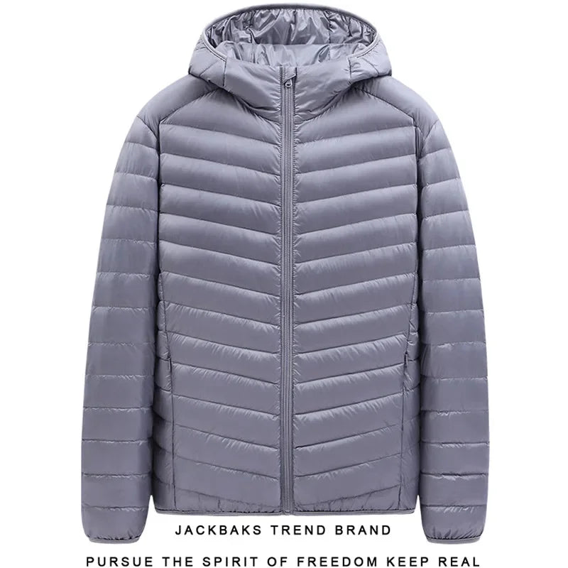 Hooded Cotton-Padded Men's Coat For Autumn Winter Plus Size Loose-Fit Cropped Stand Collar Lightweight Casual Warm Feather Jacke