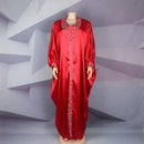 Elegante Rayon Tecido Vestido com Strass e Beads, Vestuário Africano, Nova chegada, Plus Size