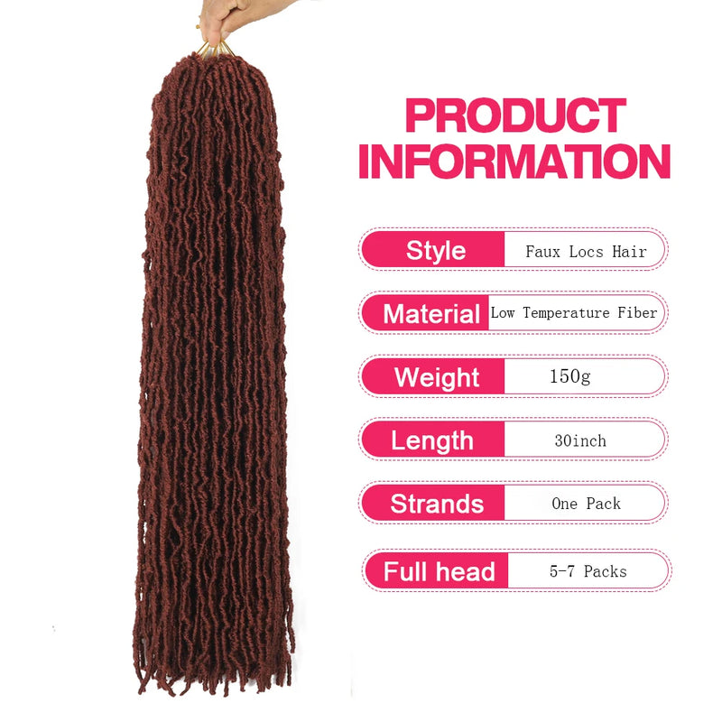 30 Inch Soft Locs Faux Locs Crochet Braiding Hair Synthetic Pre Looped Extensions for African Locks Hair 21 Strands/Pack