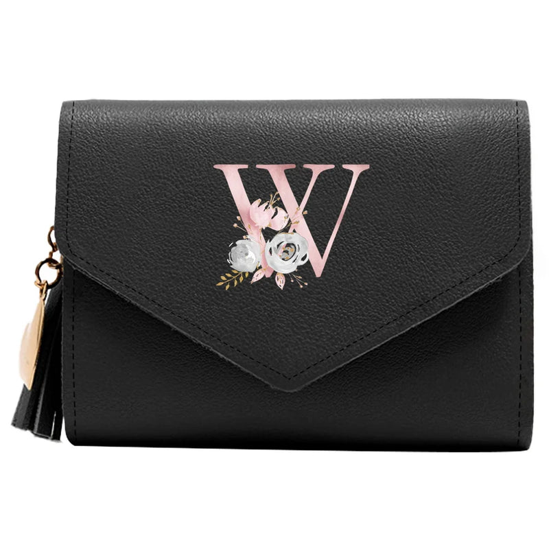 Purse Female Mini Wallet Cute Purse Pink Flower Pattern Slim Wallet RFID Blocking Credit Card Holder Coin Pocket ID Window